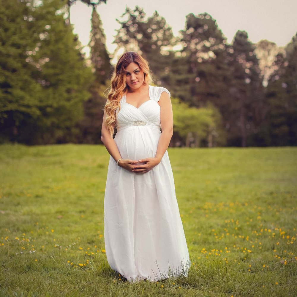 Maternity Dress White Maxi With Rhinestone Tieback *NWT*